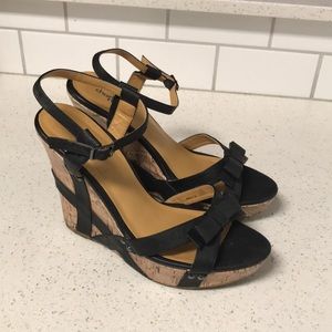Charlotte Russe Black Ankle Strap Wedge Sandals